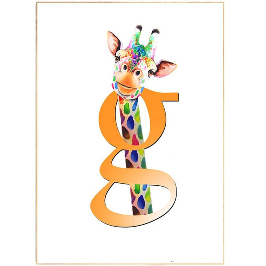 Giraffe Alphabet Poster - 98typesAnimals Alphabet