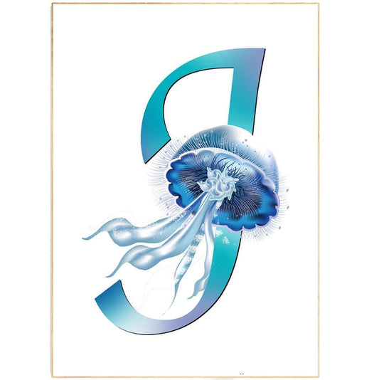 Jellyfish Letter J Print - 98typesAnimals Alphabet