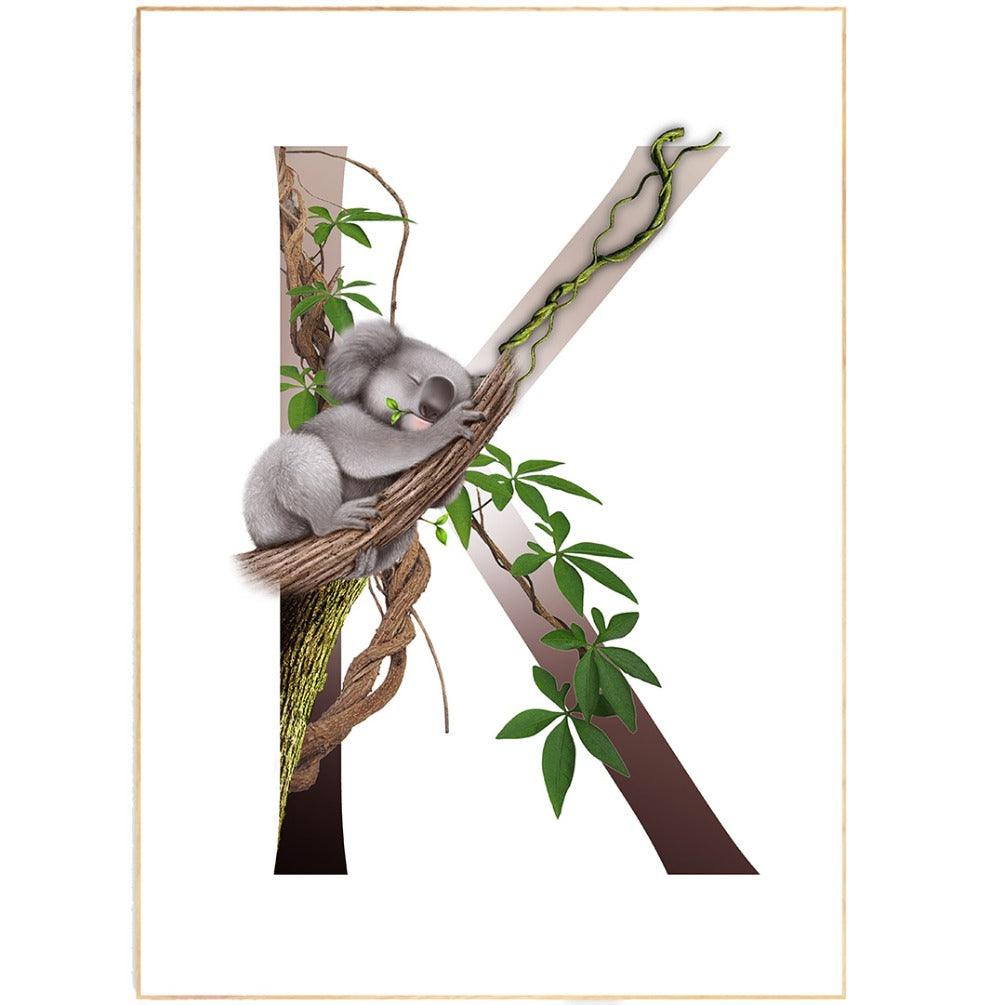 Koala Letter K Print - 98typesAnimals Alphabet