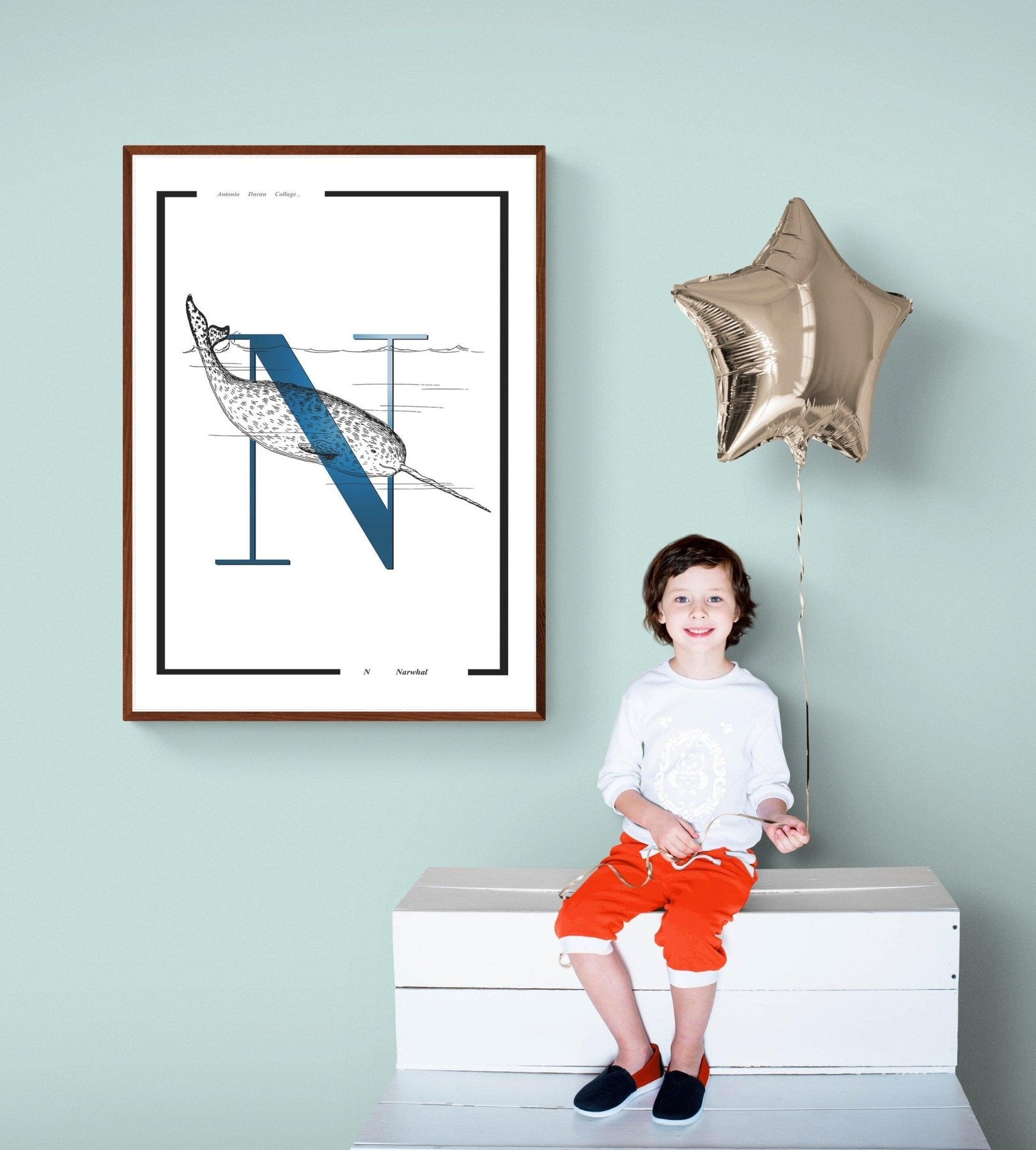 Narwhal Letter N Print - 98typesAnimals Alphabet