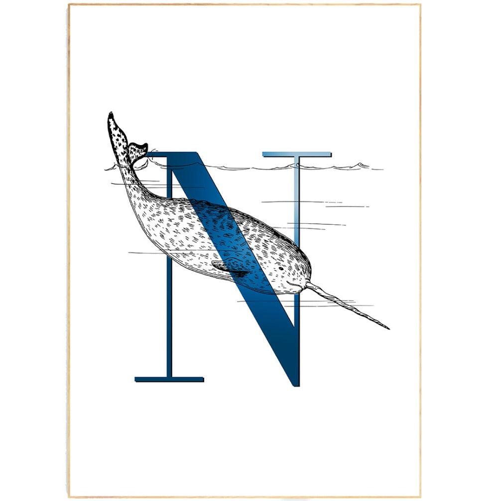 Narwhal Letter N Print - 98typesAnimals Alphabet
