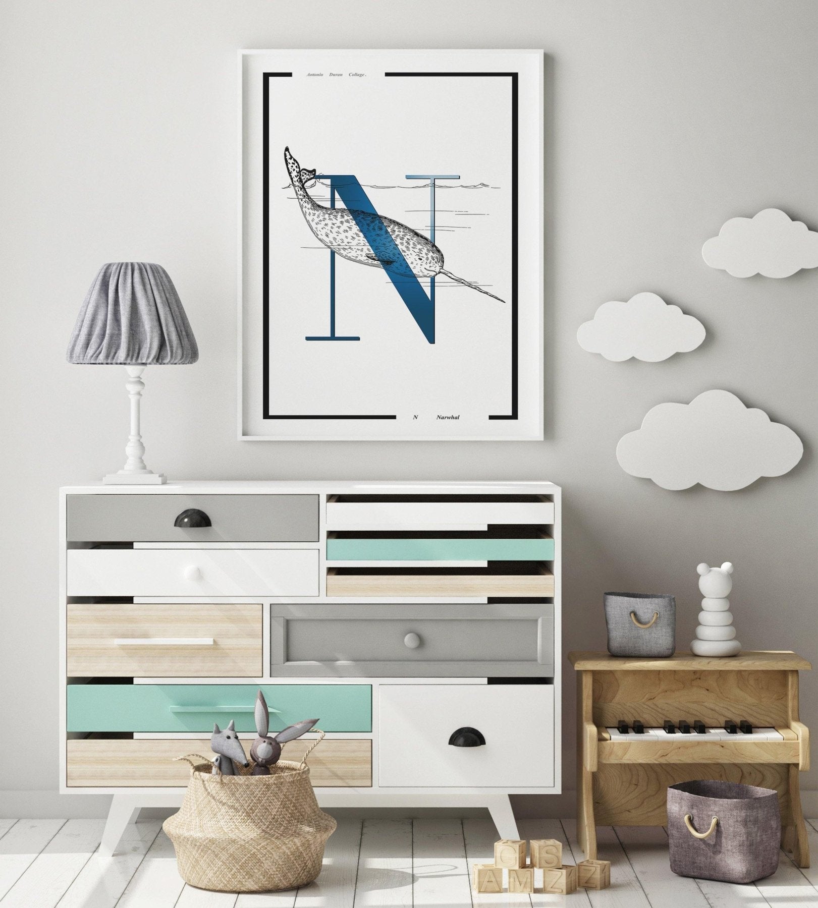 Narwhal Letter N Print - 98typesAnimals Alphabet