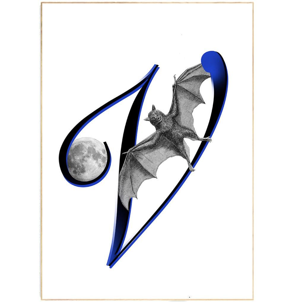 Vampire Bat Letter V Print - 98typesAnimals Alphabet