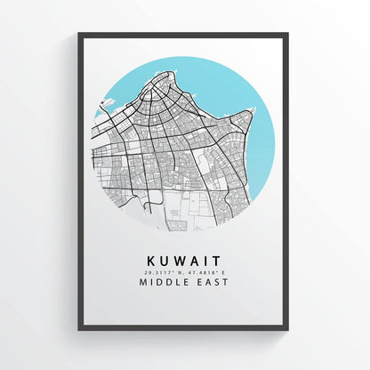 Kuwait City Street Map Print - 98typesAsia Maps