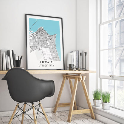 Kuwait City Street Map Print - 98typesAsia Maps
