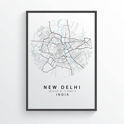 New Delhi City Street Map Print | India Art Poster - 98typesAsia Maps