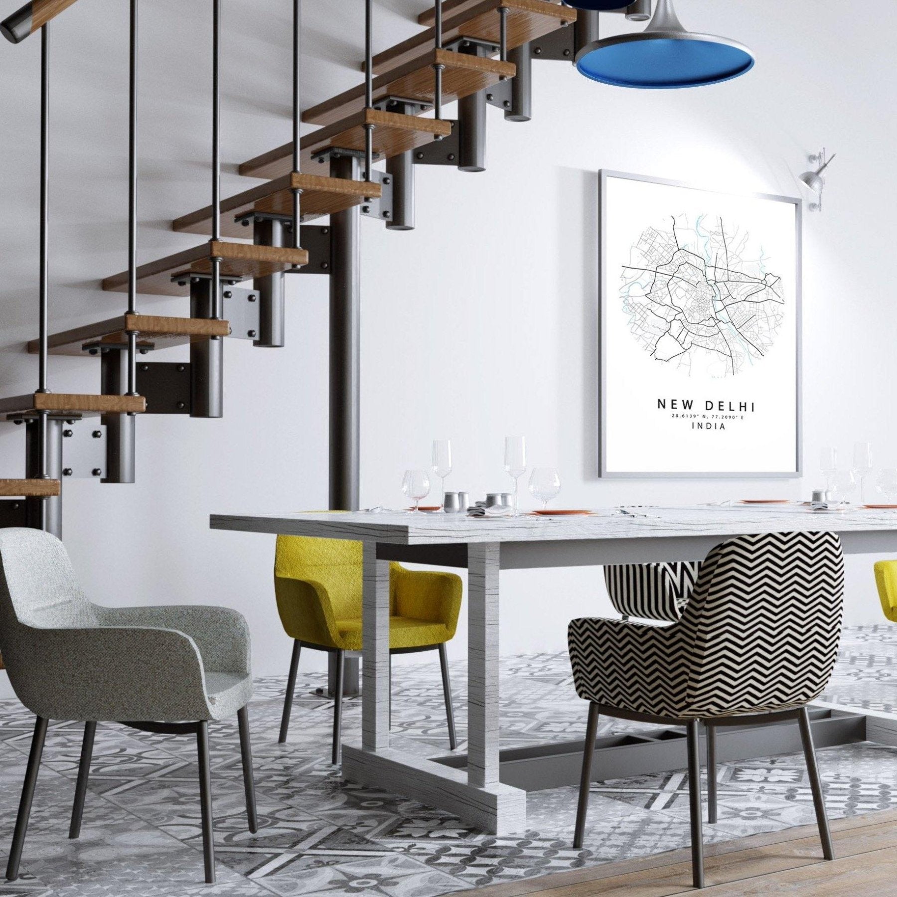New Delhi City Street Map Print | India Art Poster - 98typesAsia Maps