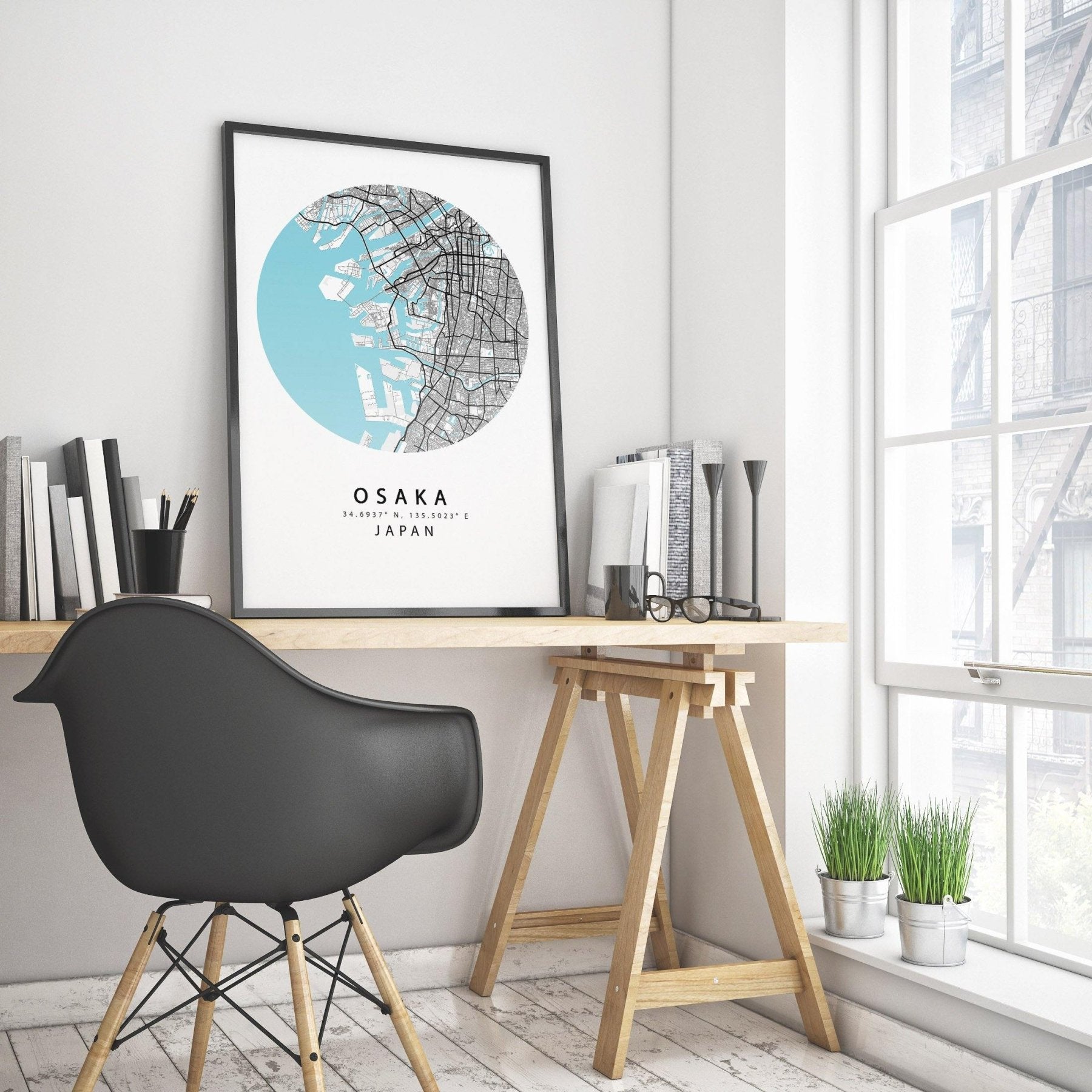 Osaka Japan Map Art Poster - 98typesAsia Maps