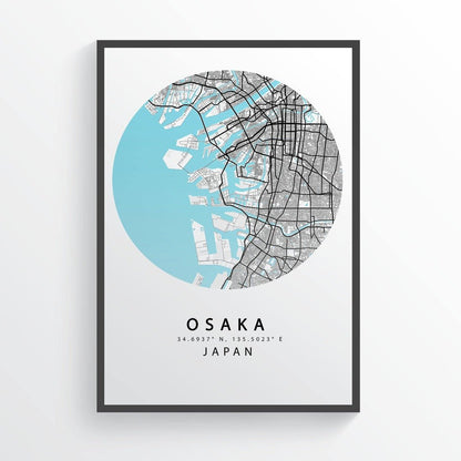 Osaka Japan Map Art Poster - 98typesAsia Maps