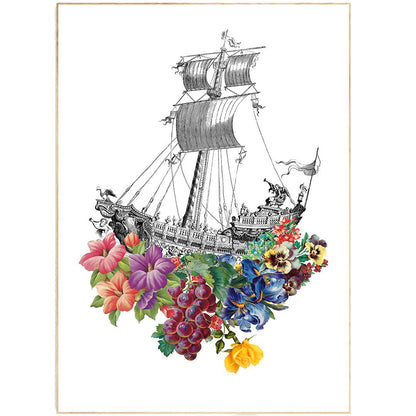 Boat Skeleton Flowers Print - 98typesBotanical Art Prints