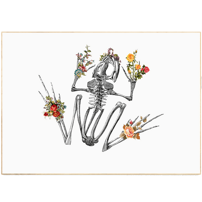 Frog Skeleton Anatomical Flowers Body Print - 98typesBotanical Art Prints