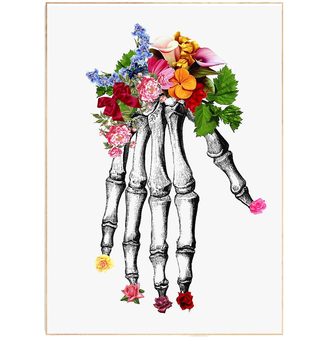 Hands Skeleton Anatomical Flowers Print - 98typesBotanical Art Prints