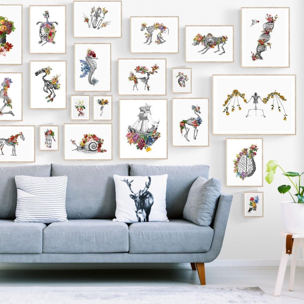 Monkey Skeleton Anatomical Body Print - 98typesBotanical Art Prints