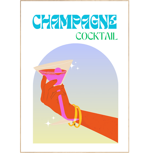 CHAMPAGNE COCKTAIL PRINT - 98typesCocktails
