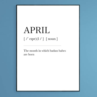 April Definition Print - 98typesDefinitions