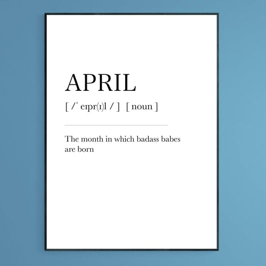 April Definition Print - 98typesDefinitions