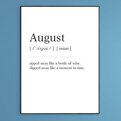August Definition Print - 98typesDefinitions