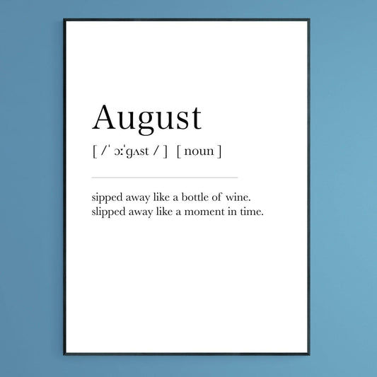 August Definition Print - 98typesDefinitions