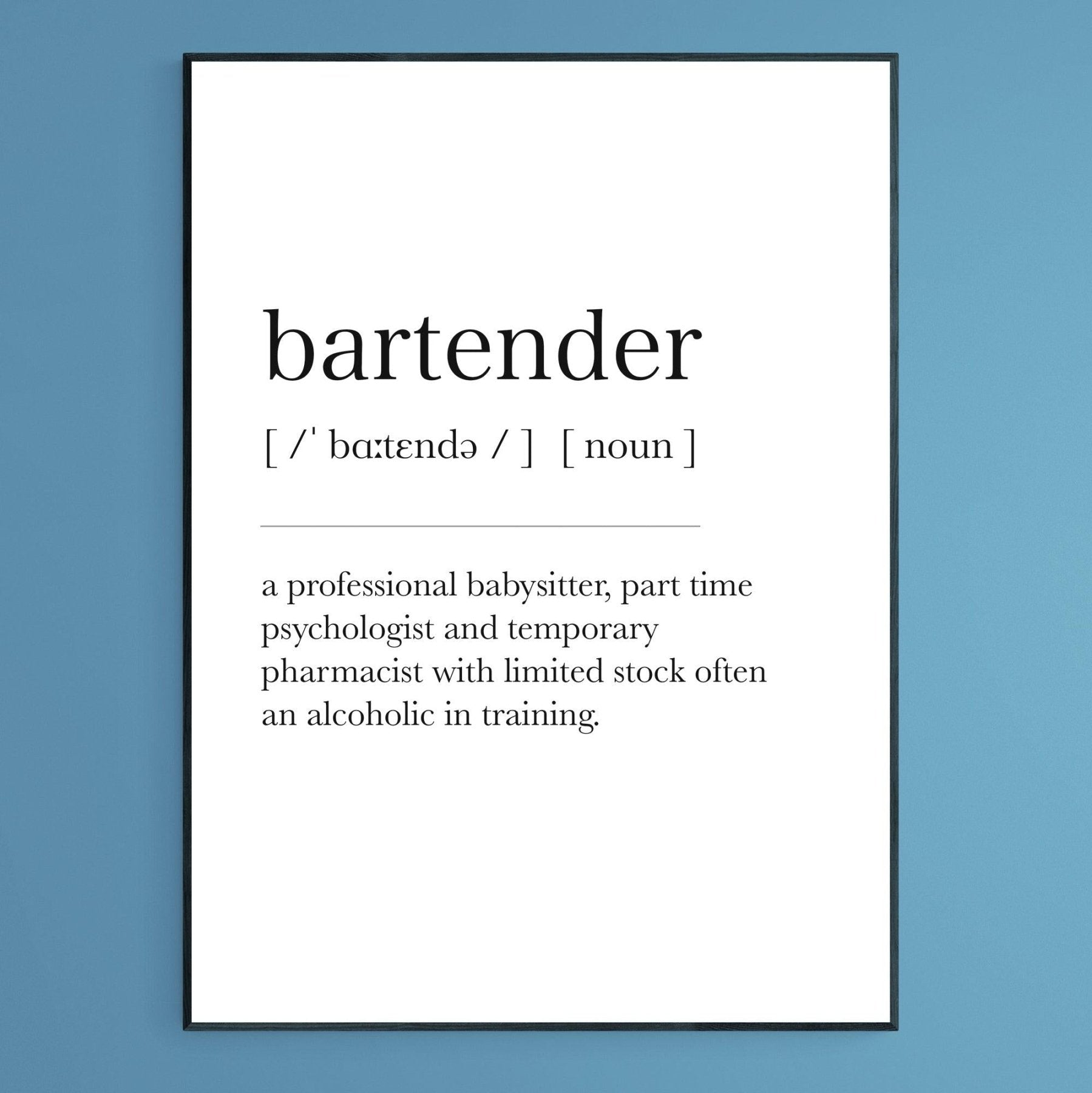 Bartender Definition Print - 98typesDefinitions