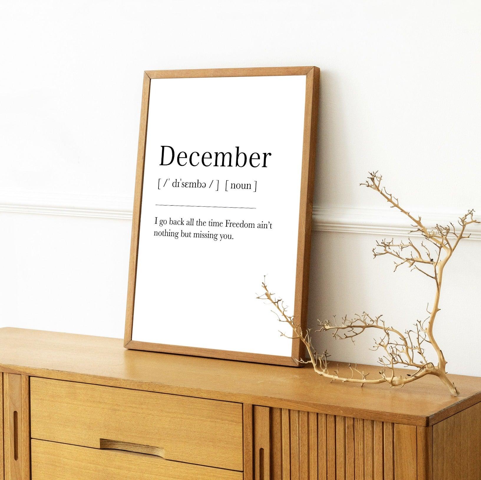 December Definition Print - 98typesDefinitions