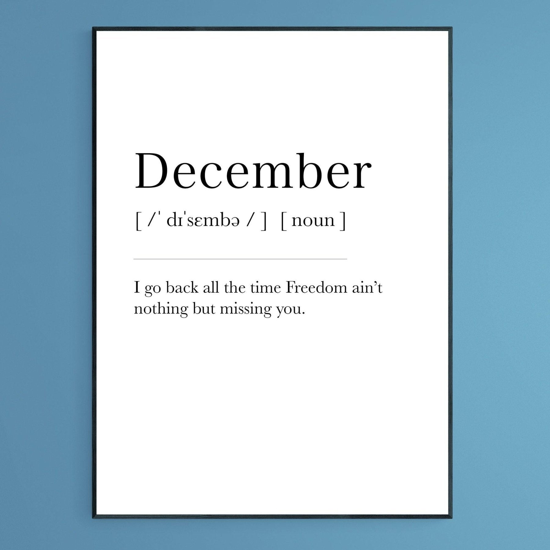 December Definition Print - 98typesDefinitions
