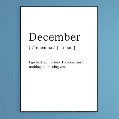 December Definition Print - 98typesDefinitions
