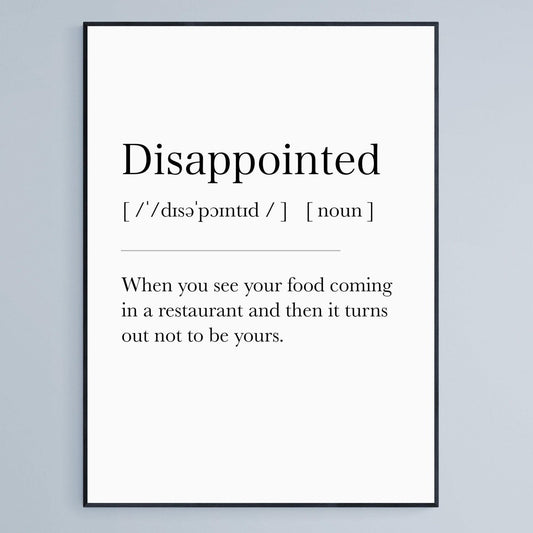 Disappointed Definition Print - 98typesDefinitions