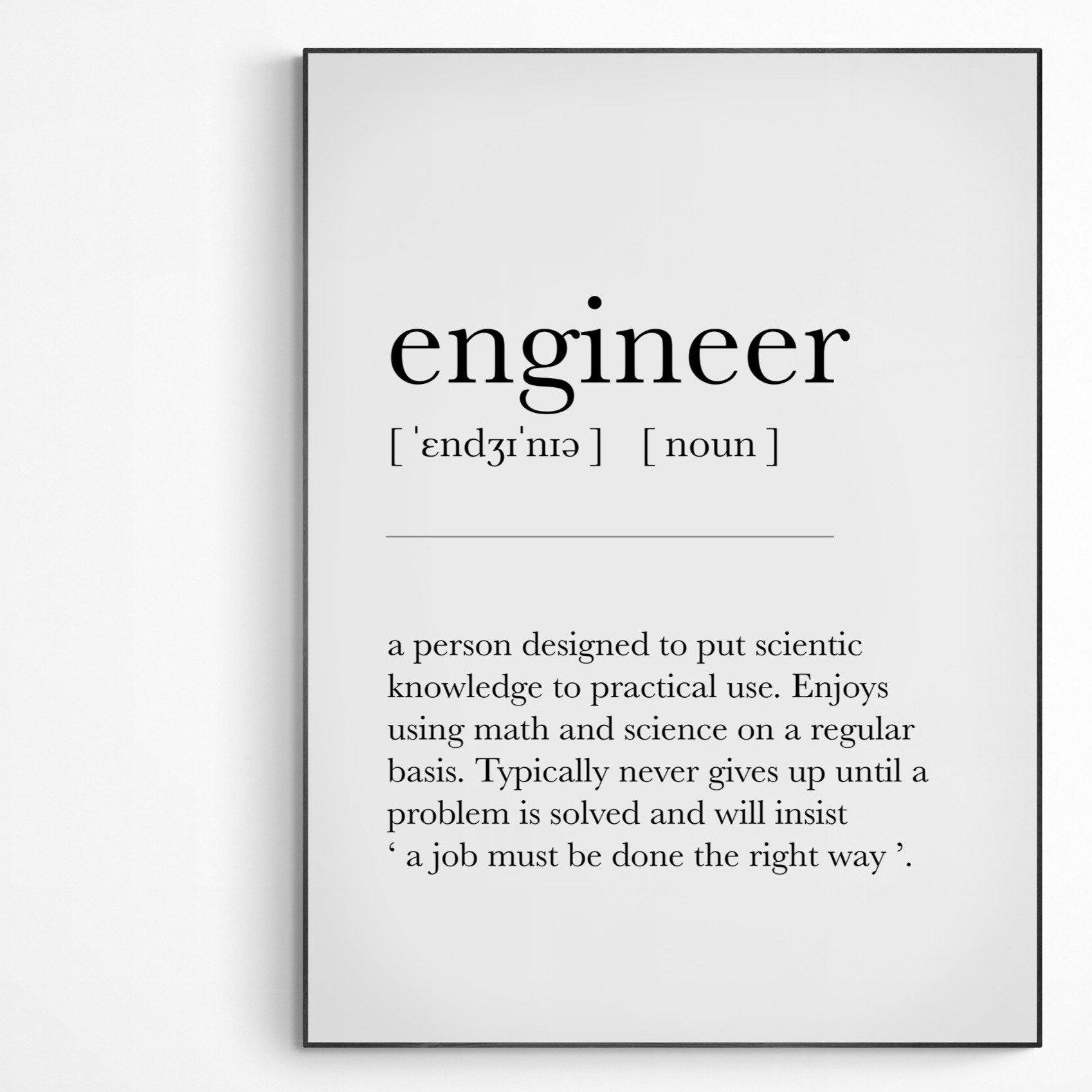 Engineer Definition Poster - 98typesDefinitions