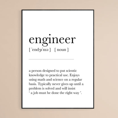 Engineer Definition Poster - 98typesDefinitions