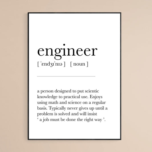 Engineer Definition Poster - 98typesDefinitions