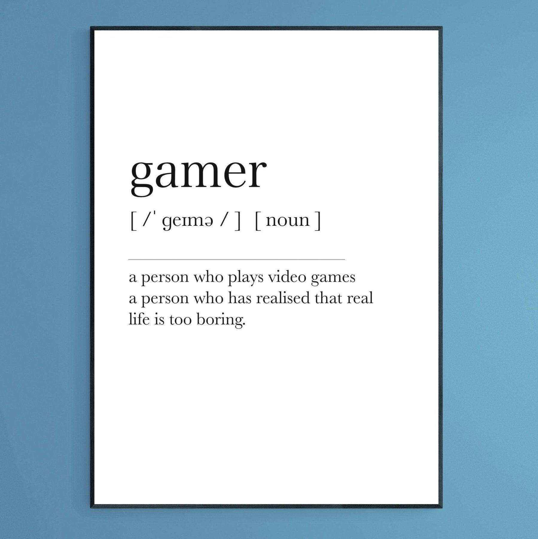 Gamer Definition Print - 98typesDefinitions