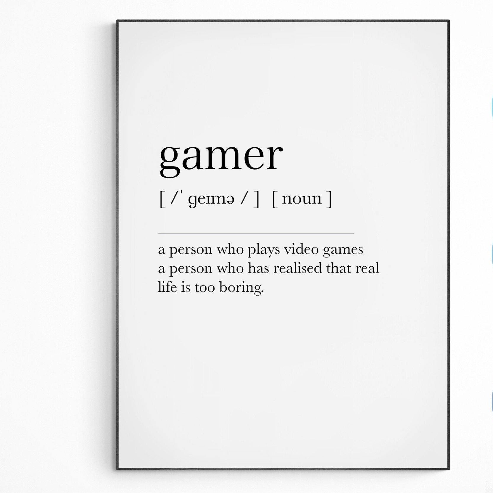 Gamer Definition Print - 98typesDefinitions