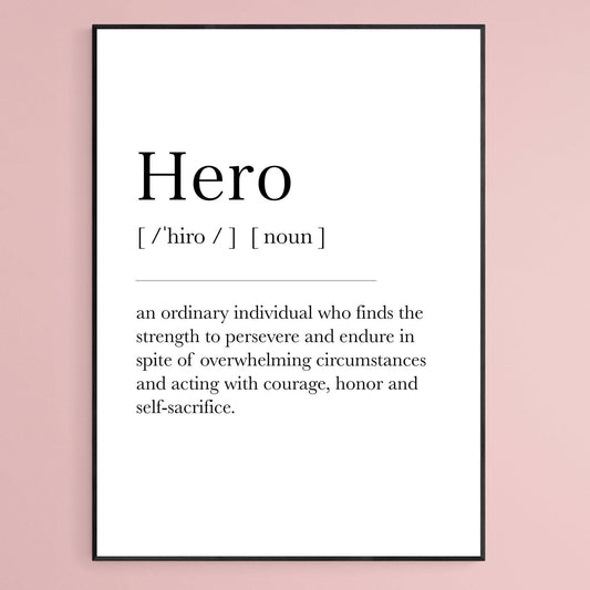 Hero Definition Print - 98typesDefinitions