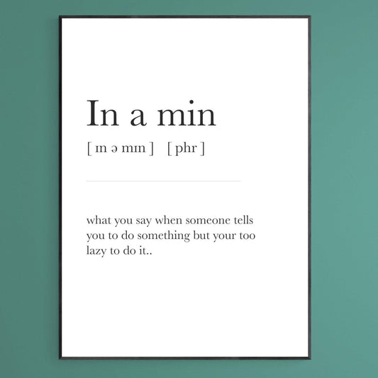 In a Min Definition Print - 98typesDefinitions