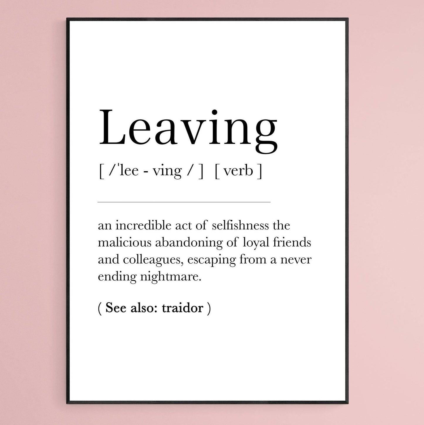 Leaving Definition Print - 98typesDefinitions
