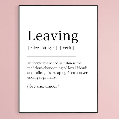 Leaving Definition Print - 98typesDefinitions