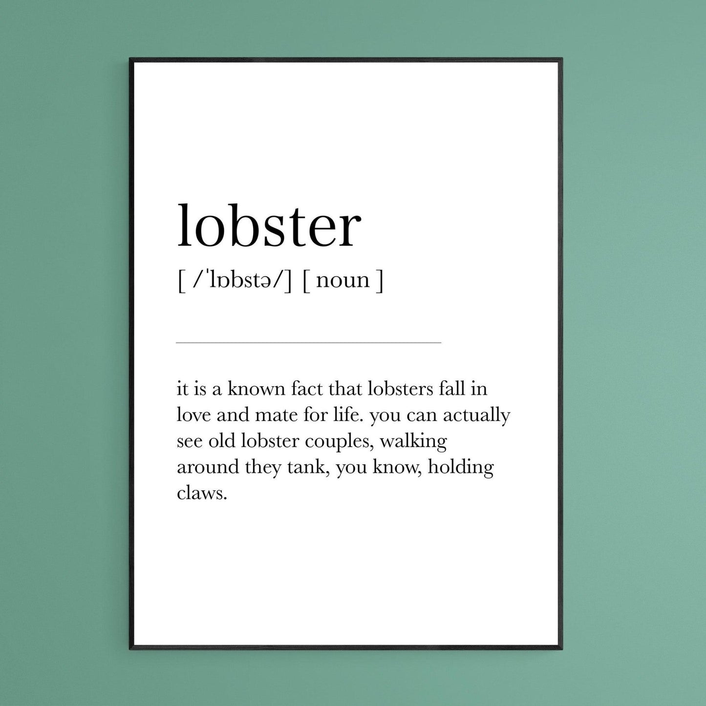 Lobster Definition Print - 98typesDefinitions