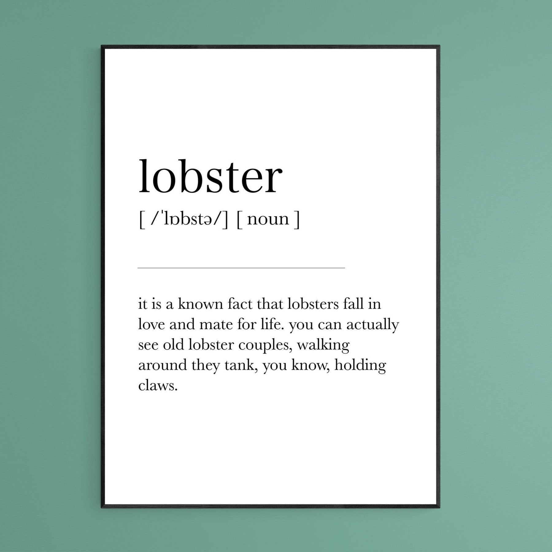 Lobster Definition Print - 98typesDefinitions