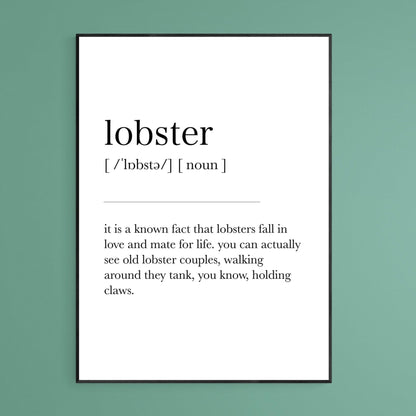 Lobster Definition Print - 98typesDefinitions