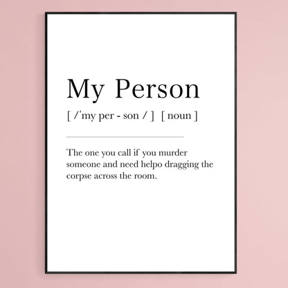 My Person Definition Print - 98typesDefinitions