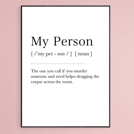 My Person Definition Print - 98typesDefinitions