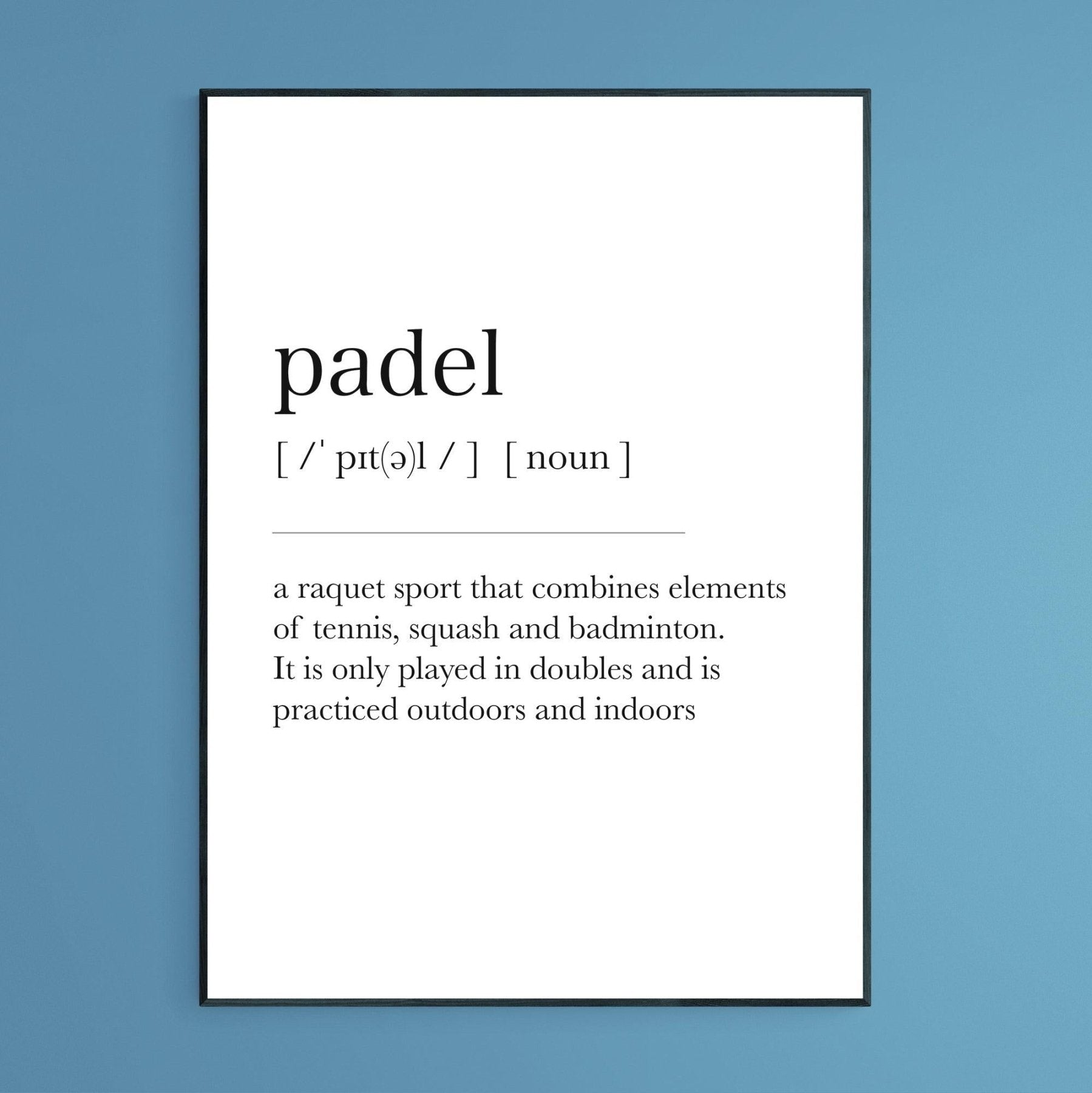 Padel Definition Print - 98typesDefinitions