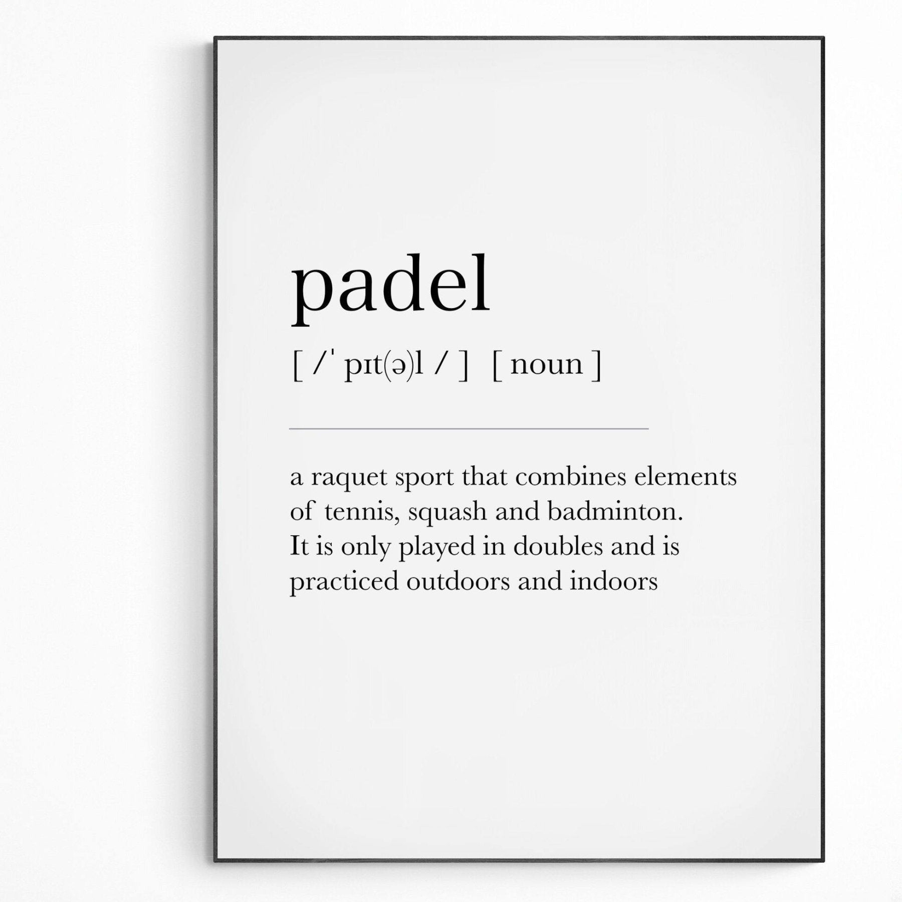 Padel Definition Print - 98typesDefinitions