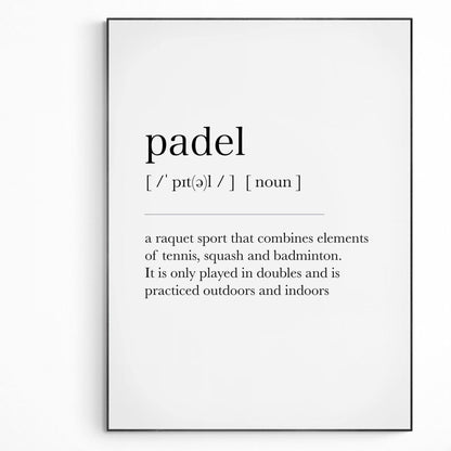 Padel Definition Print - 98typesDefinitions