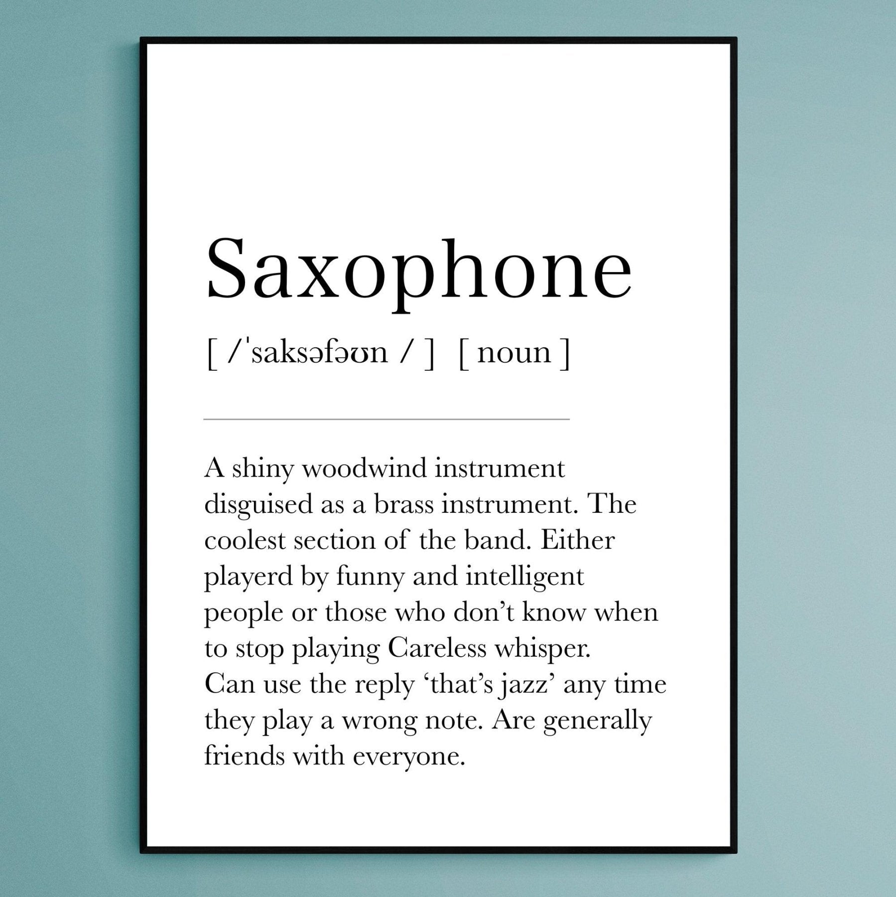 Saxophone Definition Print - 98typesDefinitions