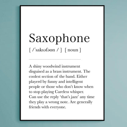 Saxophone Definition Print - 98typesDefinitions