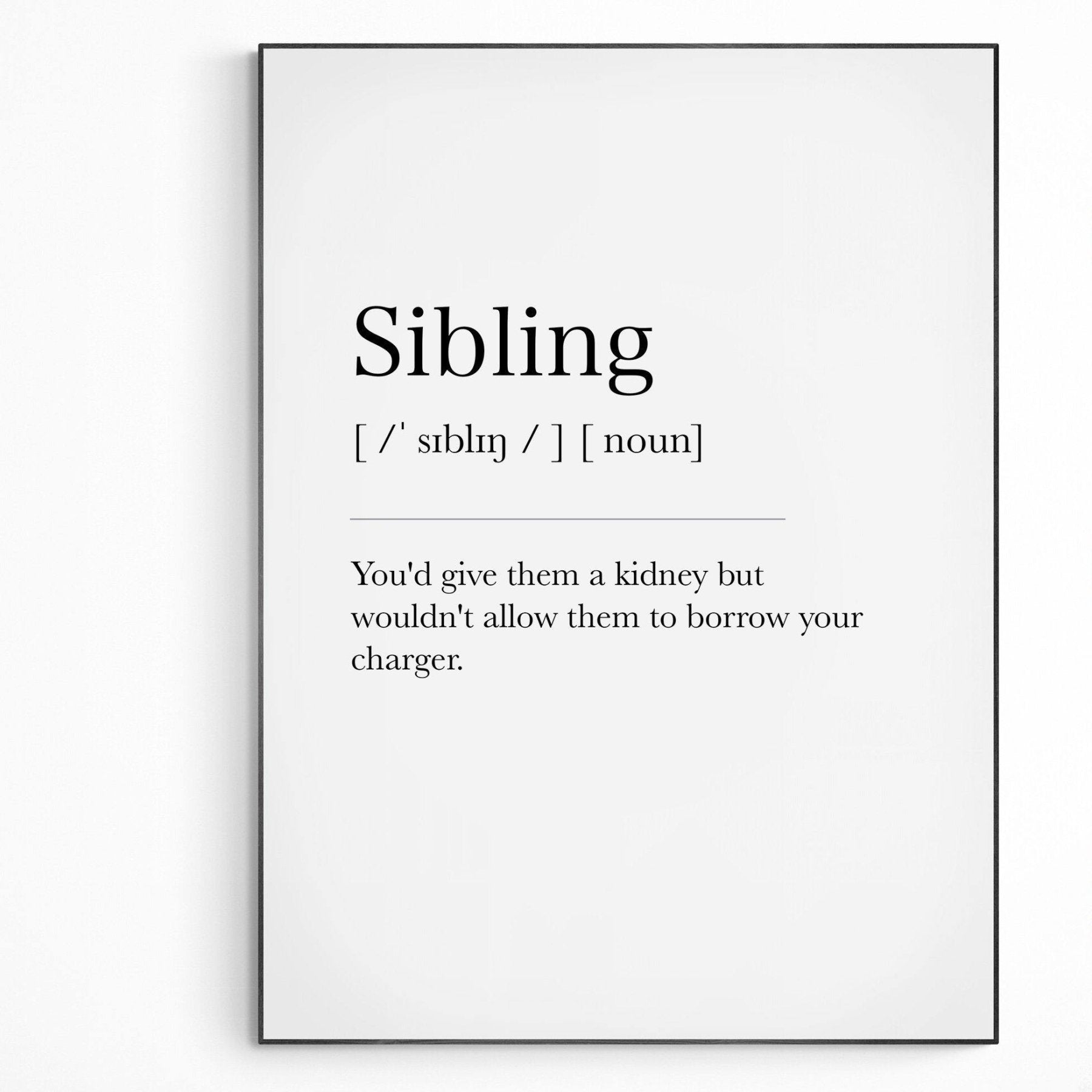 Sibling Definition Print - 98typesDefinitions