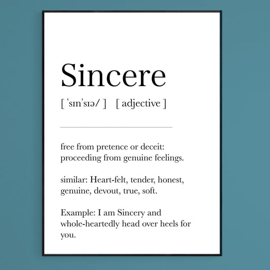 Sincere Definition Print - 98typesDefinitions