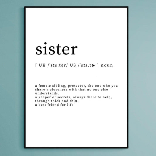 Sister Definition Print - 98typesDefinitions