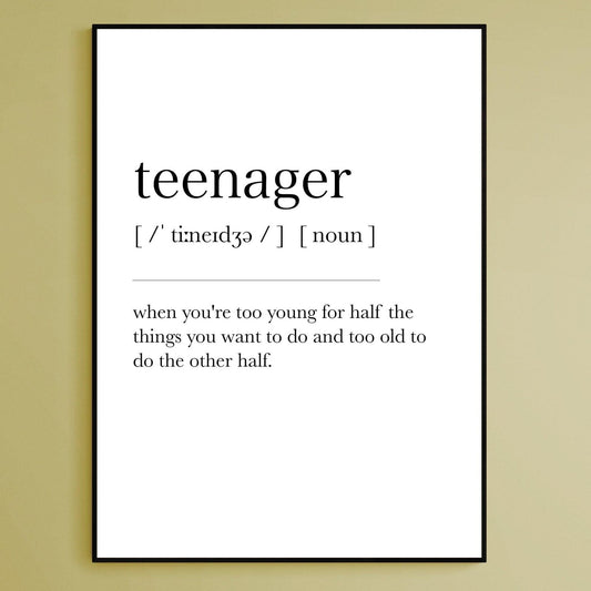 Teenager Definition Print - 98typesDefinitions